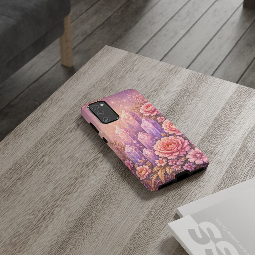 Samsung Galaxy Crystal Garden Phone Case — Pink Floral Crystal Phone Cover