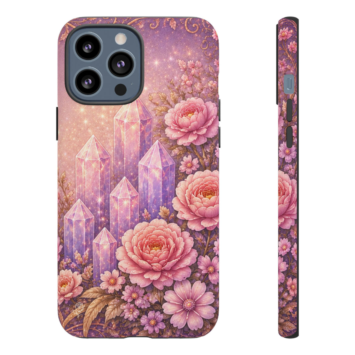 Lilac Quartz Garden Phone Case — Pink Floral Gemstone iPhone Cover