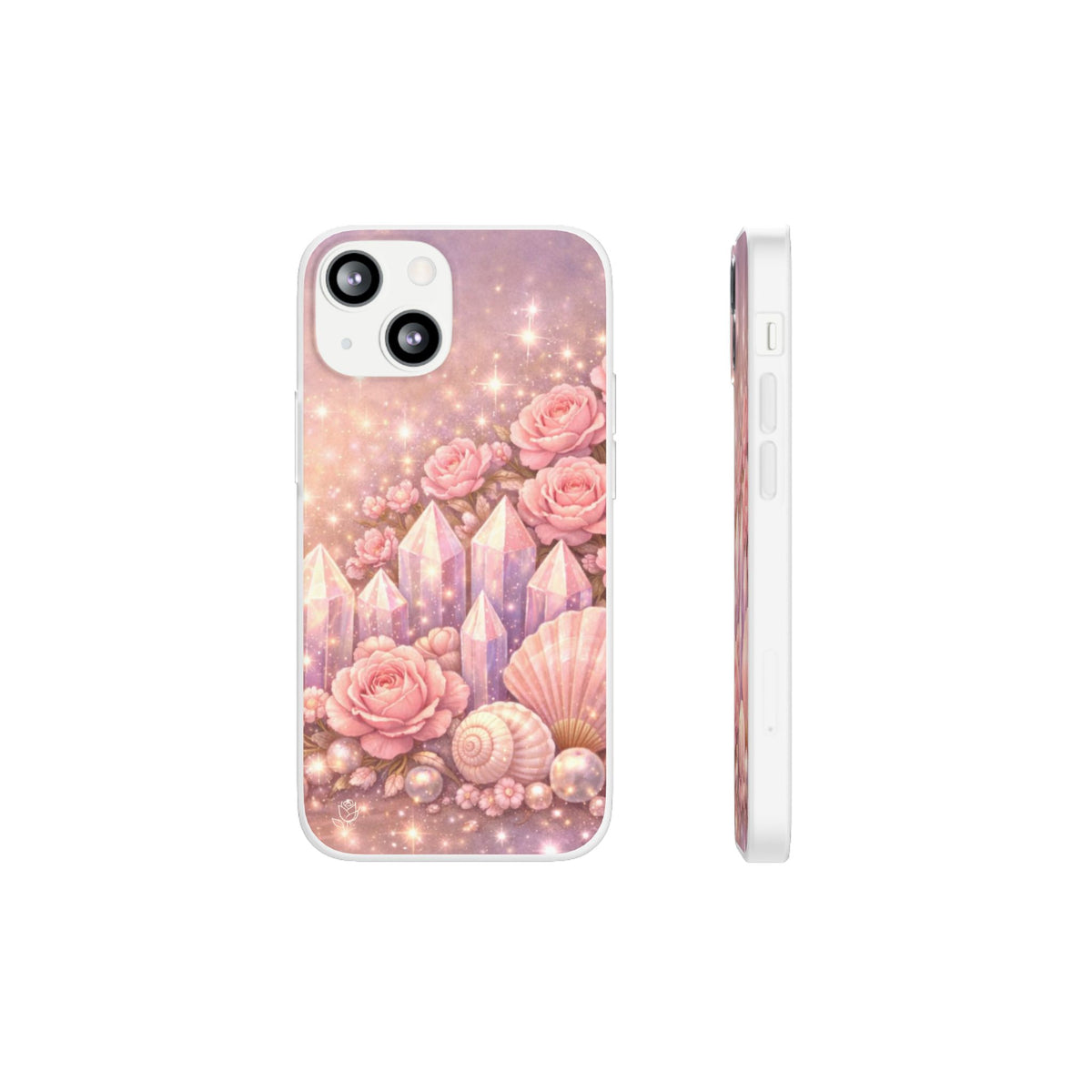 iPhone Case Lemurian Rose Crystal Garden — Sparkling Pastel Floral iPhone Cover