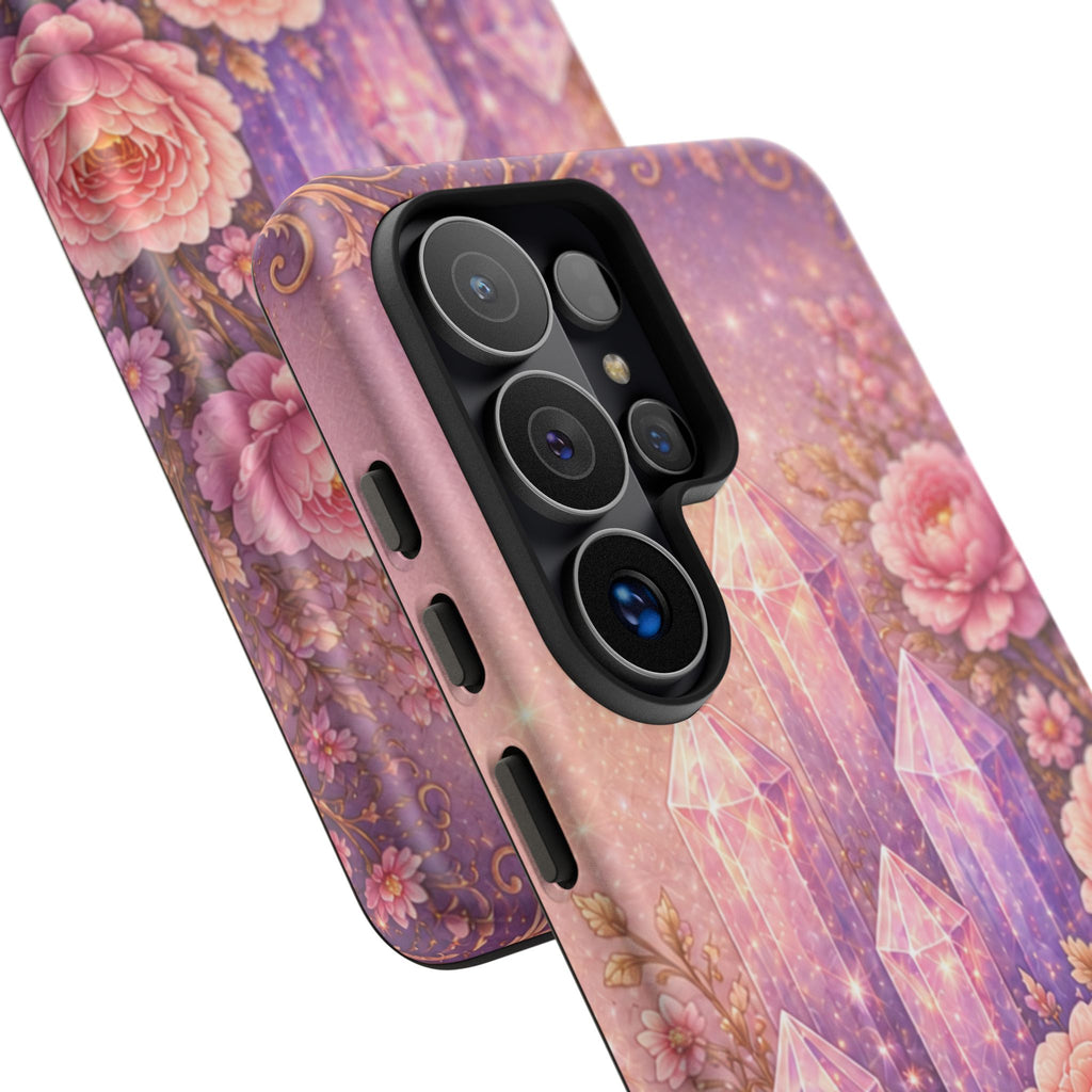 Samsung Galaxy Crystal Garden Phone Case — Pink Floral Crystal Phone Cover