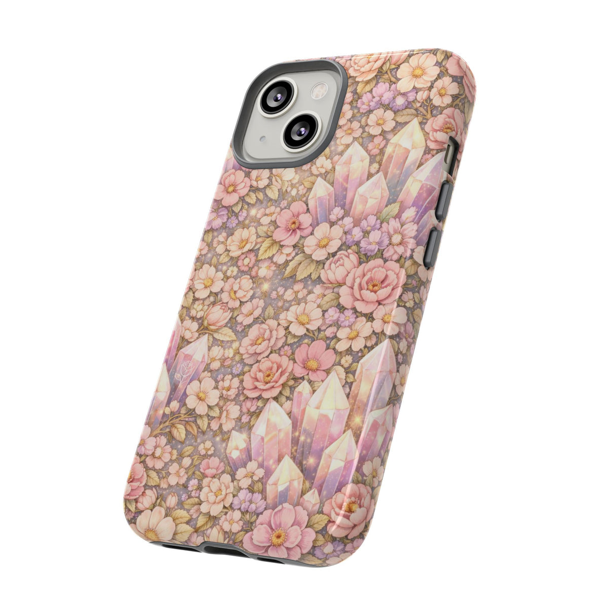 iPhone Case — Angelic Crystal Garden Phone Case — Pink Floral Quartz Protective Cover