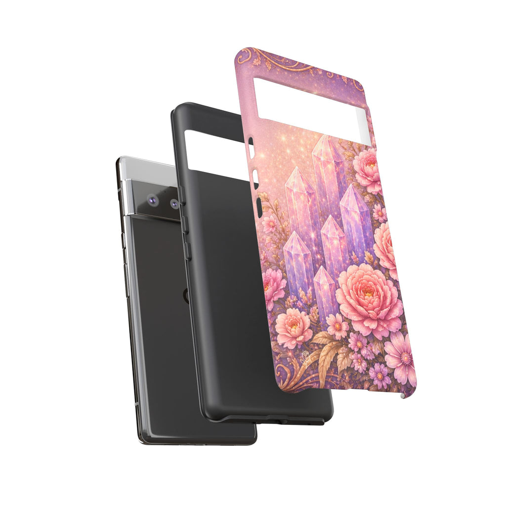Google Pixel Lilac Quartz Garden Phone Case — Pink Floral Crystal Phone Cover