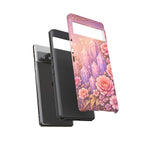 Google Pixel Lilac Quartz Garden Phone Case — Pink Floral Crystal Phone Cover