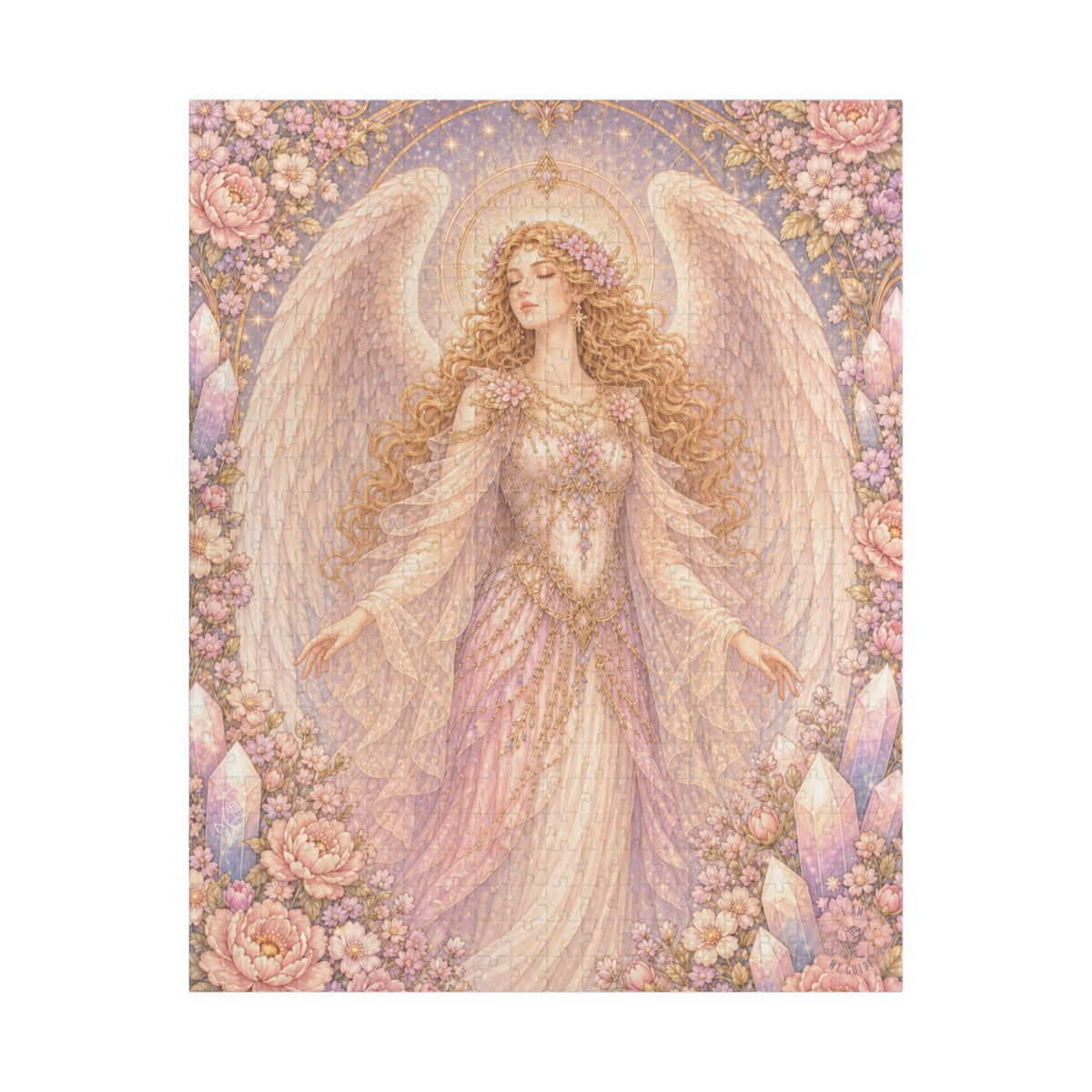 Archangel Glory (Archeia Shekinah) Puzzle — Pastel Floral Archangel Jigsaw (110/252/520 pcs)