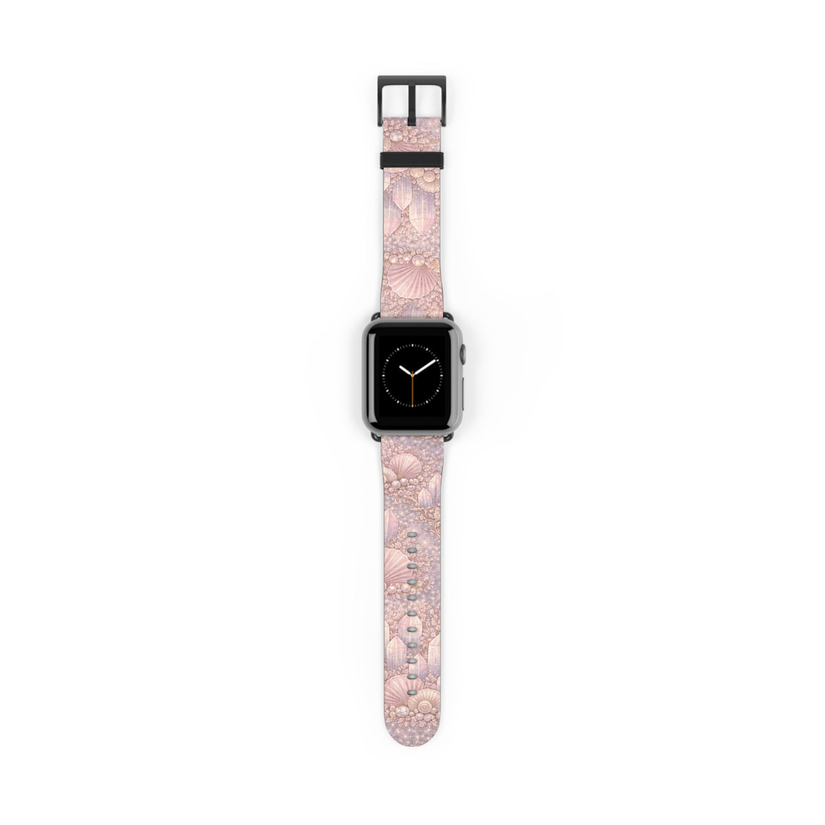 Lemurian Mermaid Crystal Garden Pattern iWatch Band — Pink Seashell Apple Watch Strap
