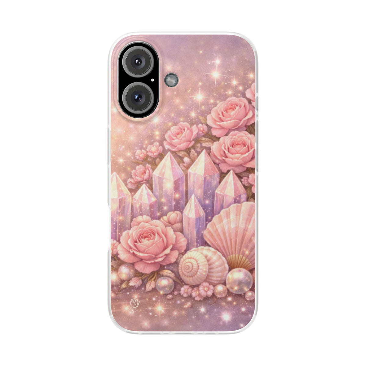 iPhone Case Lemurian Rose Crystal Garden — Sparkling Pastel Floral iPhone Cover