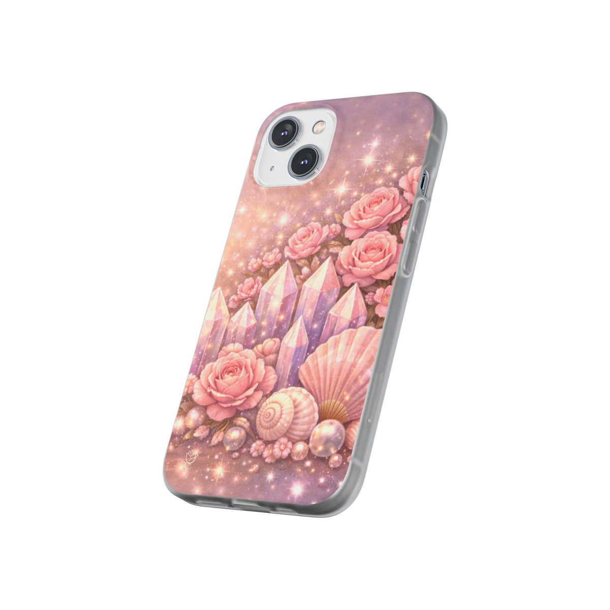 iPhone Case Lemurian Rose Crystal Garden — Sparkling Pastel Floral iPhone Cover