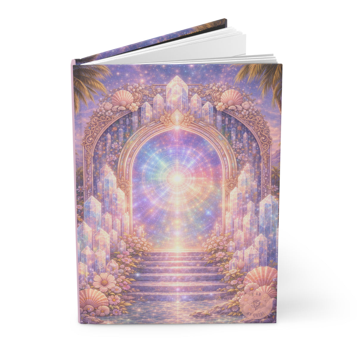 Lemurian Crystal Portal Hardcover Journal (Lined Pages) — Crystal Light Meditation Notebook
