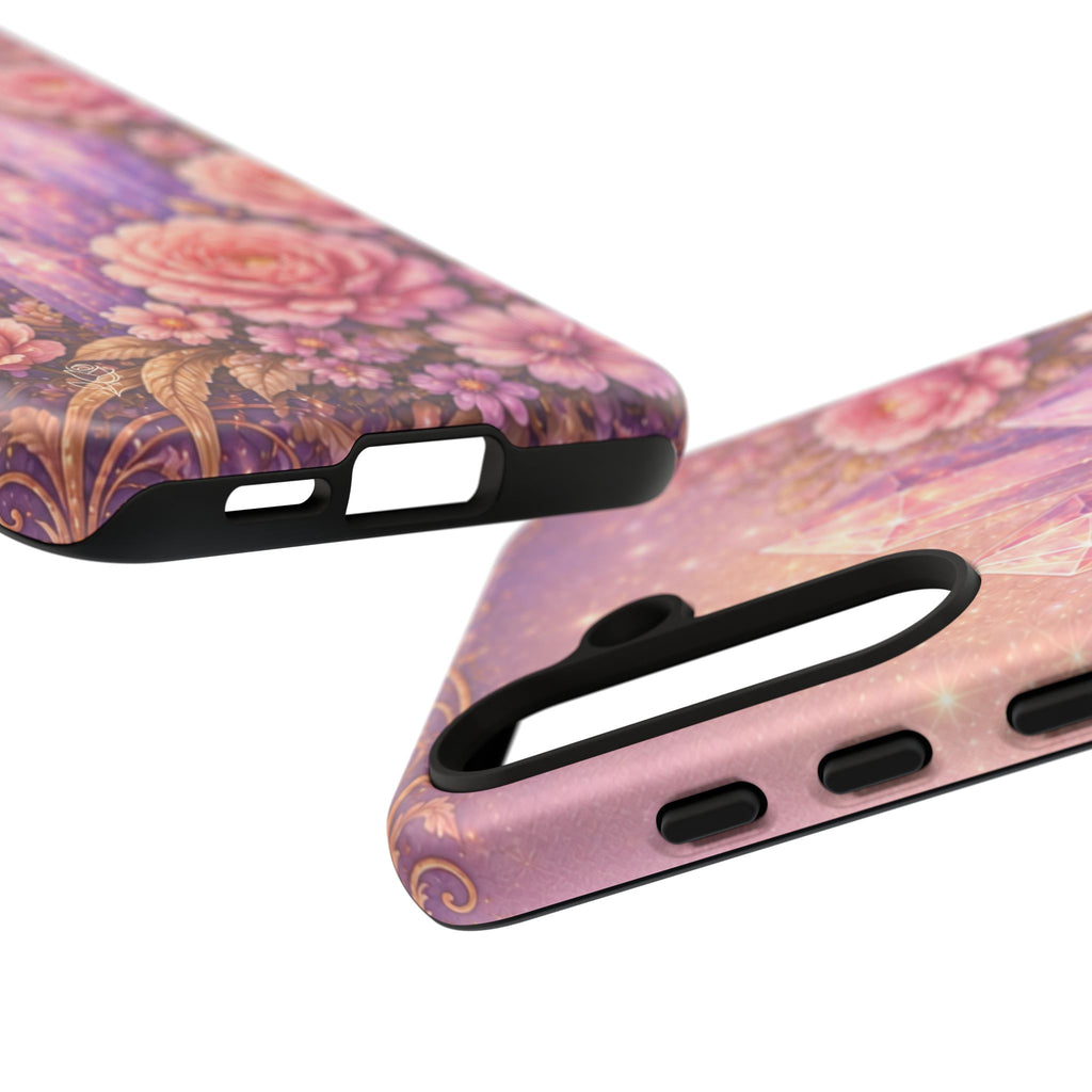Samsung Galaxy Crystal Garden Phone Case — Pink Floral Crystal Phone Cover