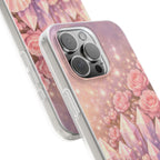 iPhone Case Lemurian Rose Crystal Garden — Sparkling Pastel Floral iPhone Cover