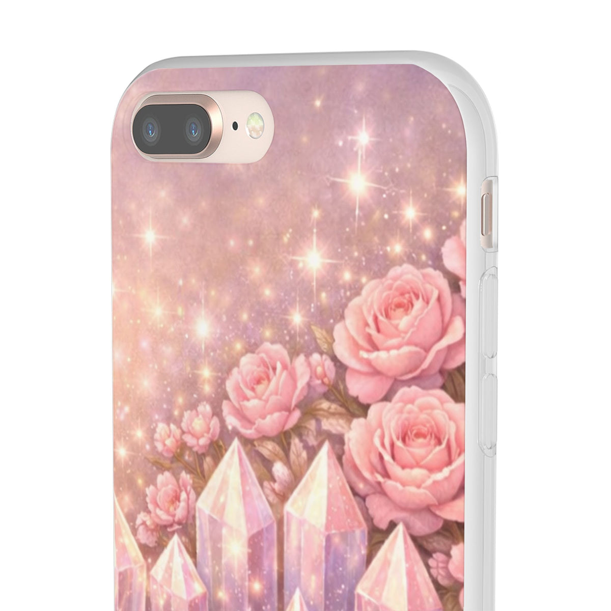 iPhone Case Lemurian Rose Crystal Garden — Sparkling Pastel Floral iPhone Cover