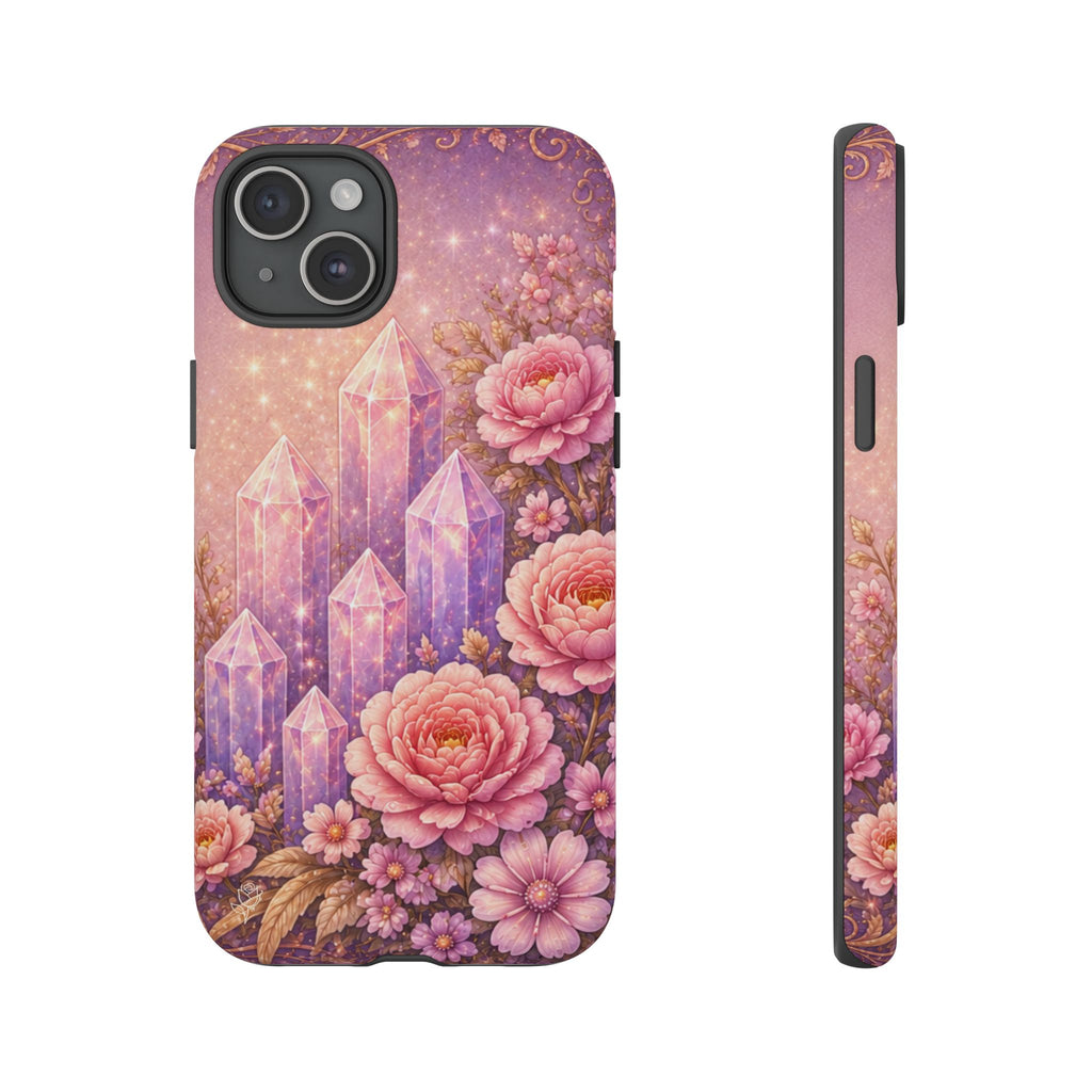 Lilac Quartz Garden Phone Case — Pink Floral Gemstone iPhone Cover