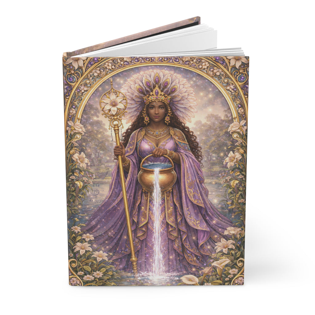 Divine Feminine - Goddess of Healing Hardcover Journal (Lined Pages) — Mystic Purple Waterfall Notebook