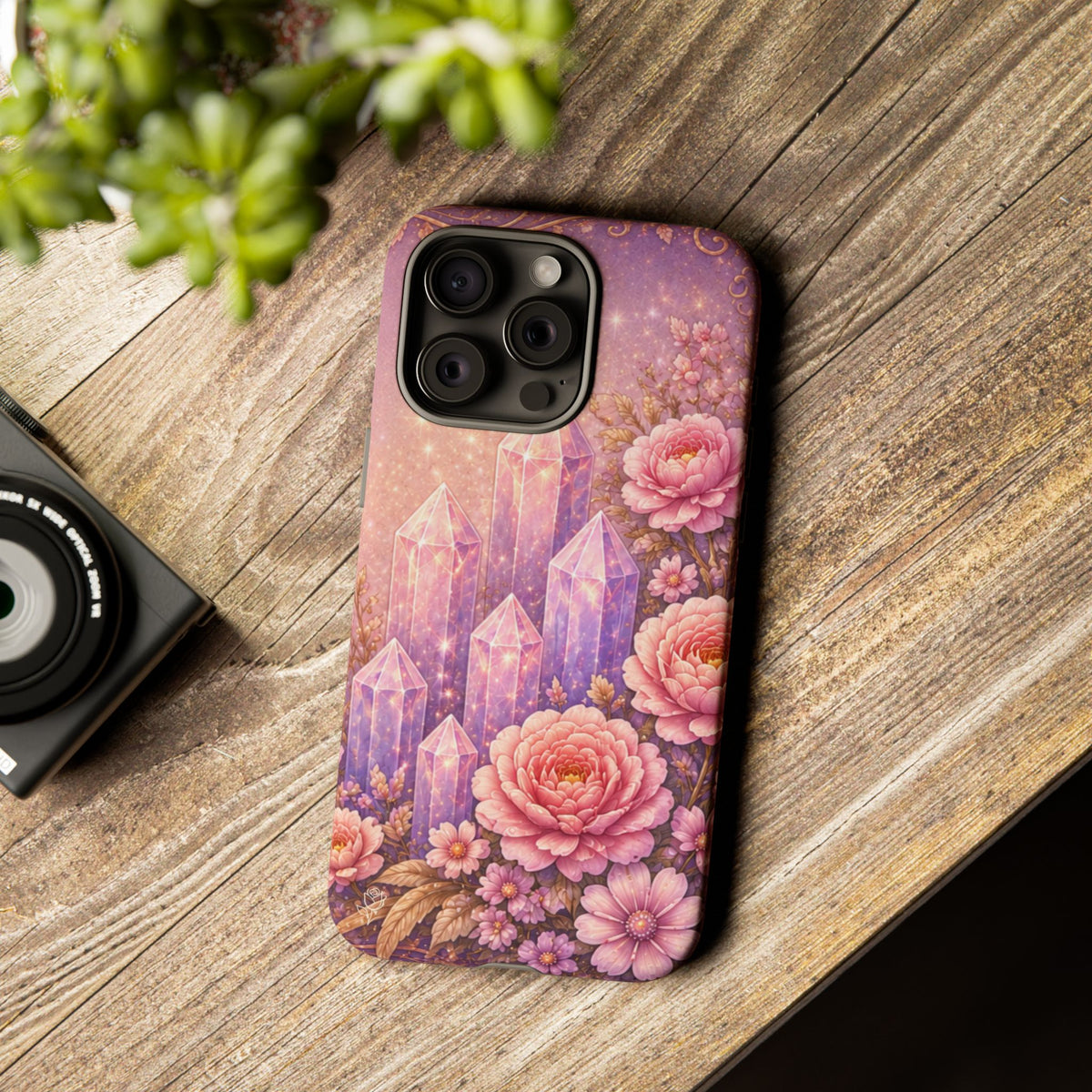 Lilac Quartz Garden Phone Case — Pink Floral Gemstone iPhone Cover