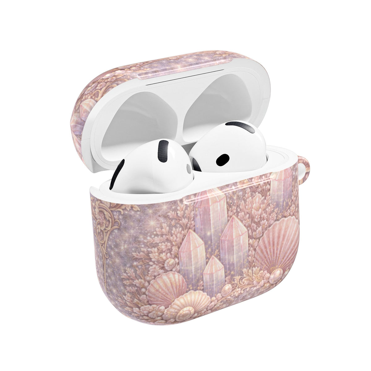 Lemurian Mermaid Crystal Garden AirPod Case — Pastel Seashell Protective Cover for AirPod