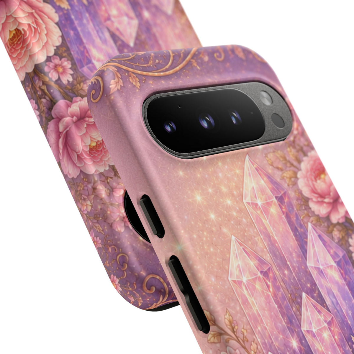 Google Pixel Lilac Quartz Garden Phone Case — Pink Floral Crystal Phone Cover