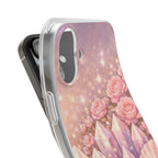 iPhone Case Lemurian Rose Crystal Garden — Sparkling Pastel Floral iPhone Cover