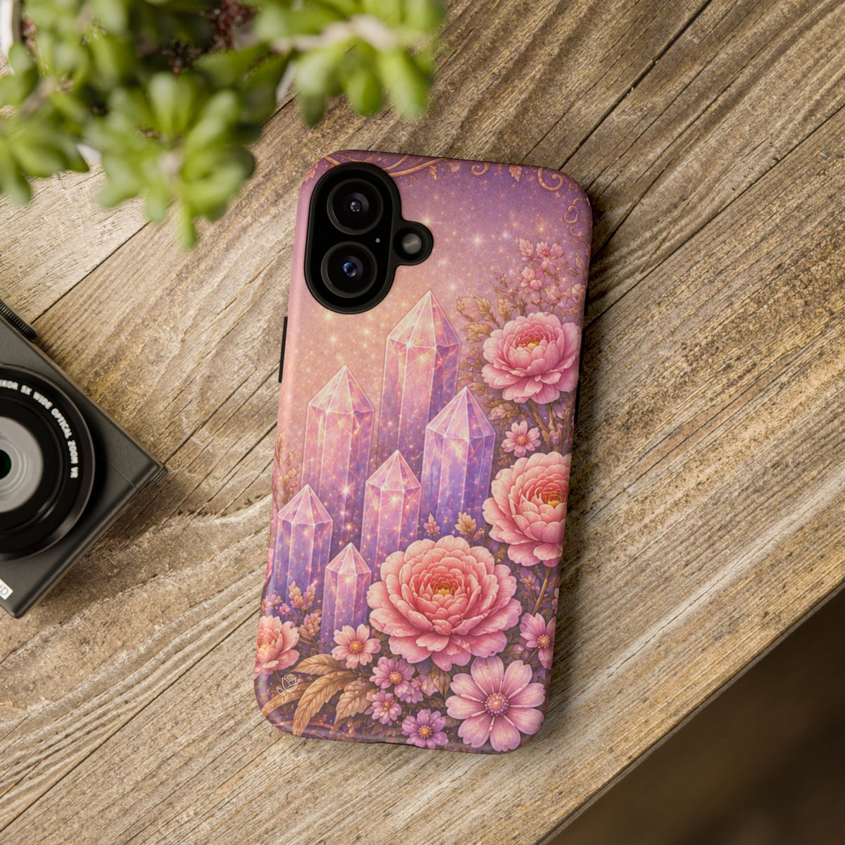 Lilac Quartz Garden Phone Case — Pink Floral Gemstone iPhone Cover