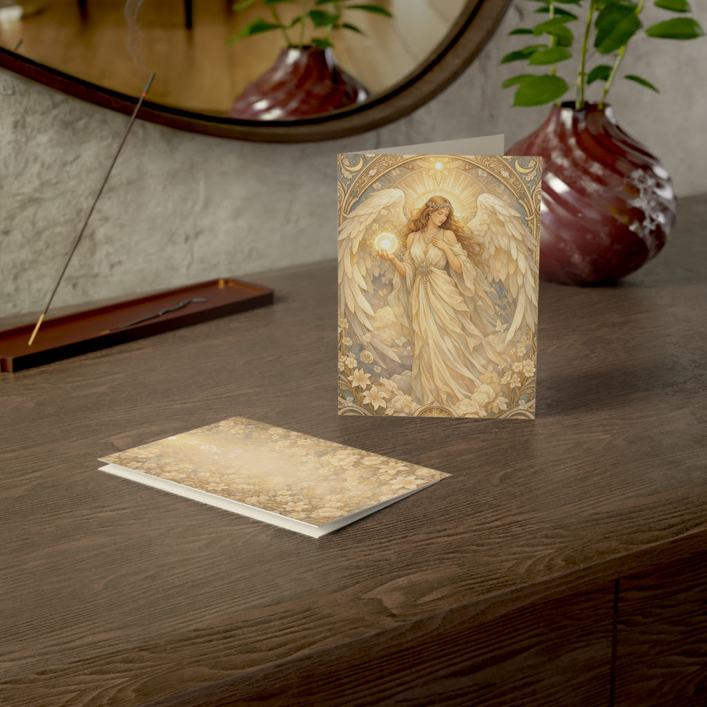 Birthday Angel Sitael Greeting Cards — Ethereal Angel Floral Blank Note Cards (Single or Pack of 10/30/50)
