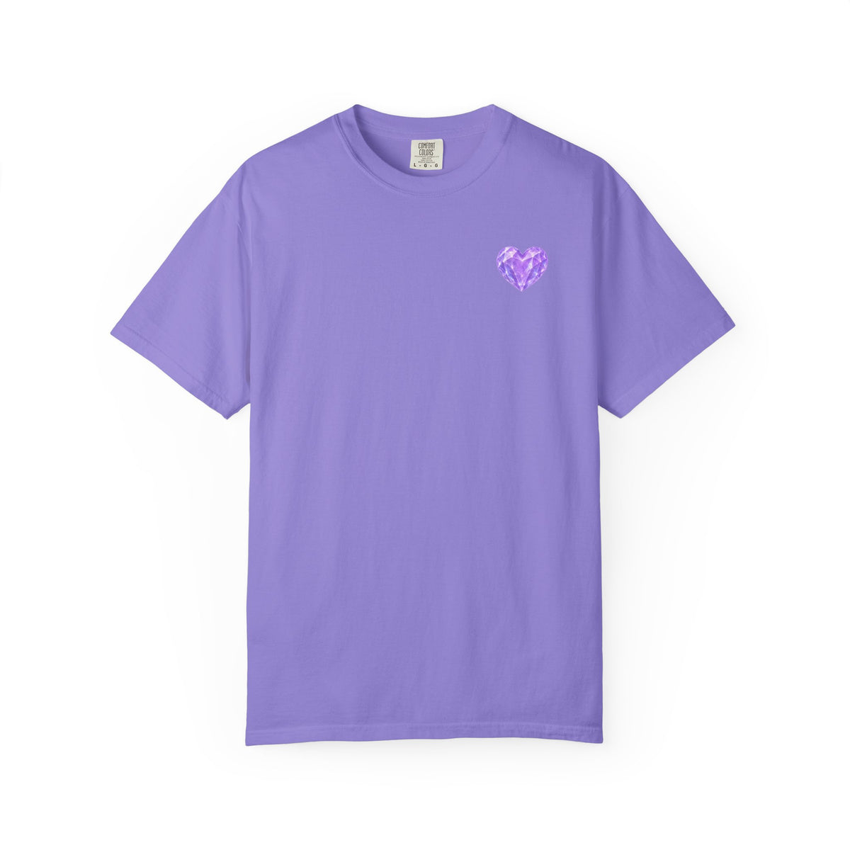 Violet Diamond Crystalline Heart T-Shirt — Purple Gem Graphic Tee