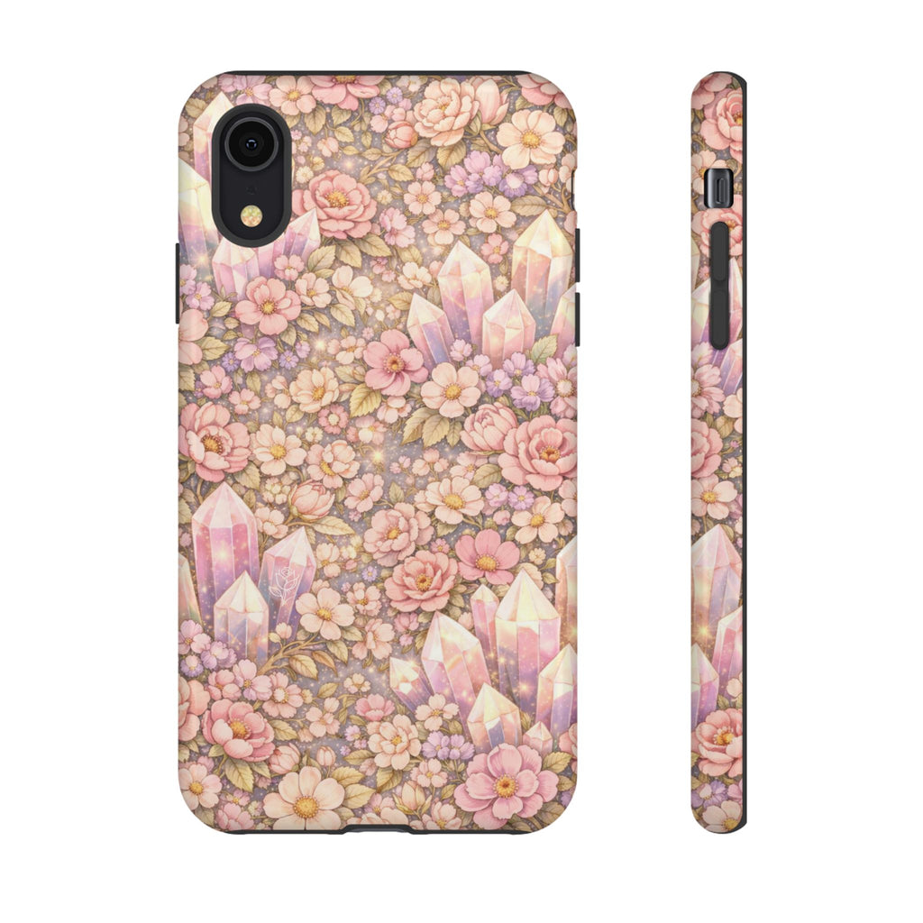iPhone Case — Angelic Crystal Garden Phone Case — Pink Floral Quartz Protective Cover