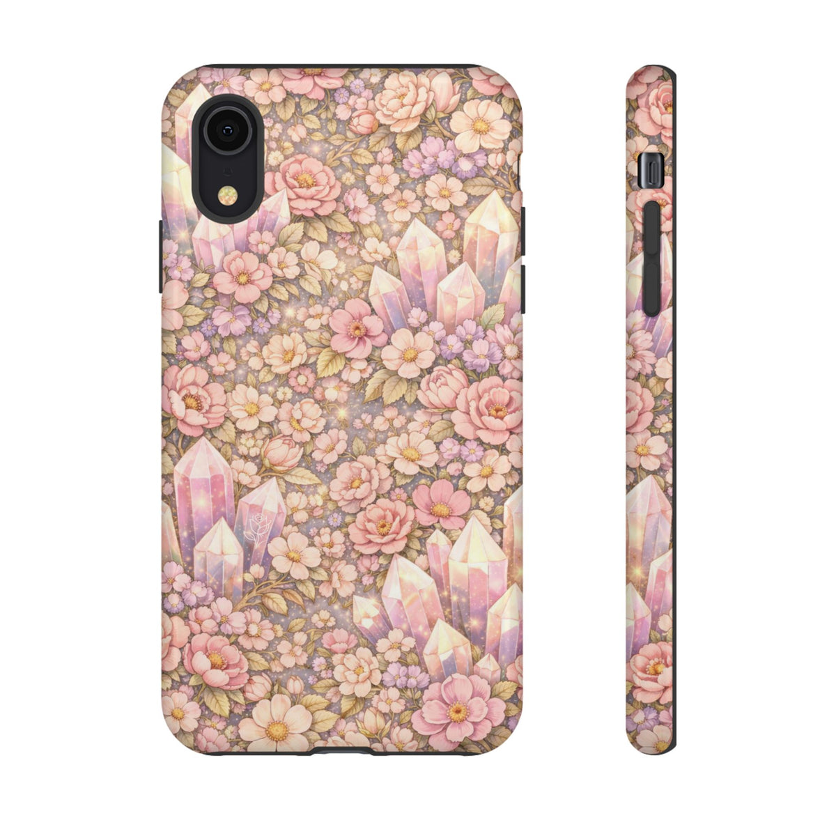 iPhone Case — Angelic Crystal Garden Phone Case — Pink Floral Quartz Protective Cover