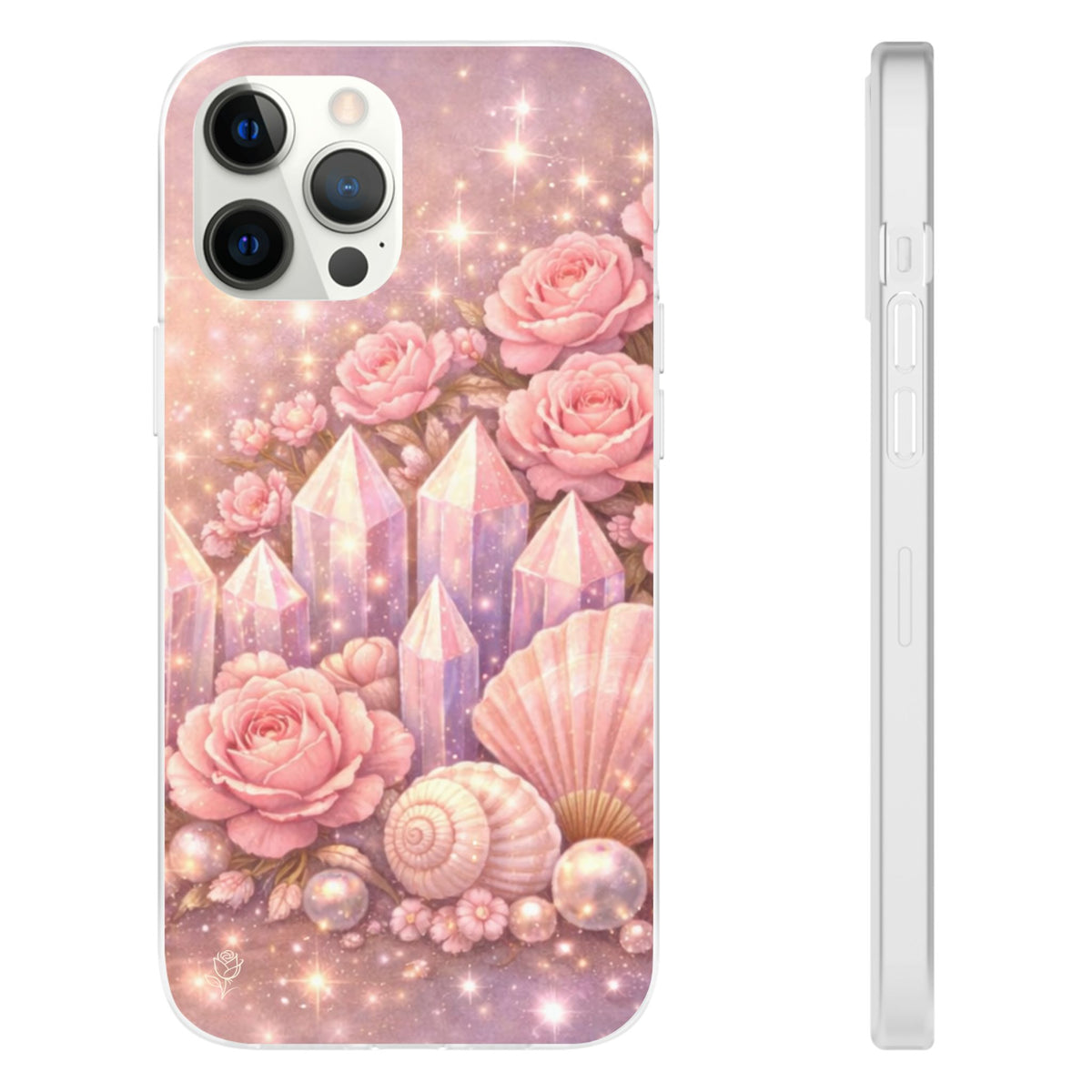 iPhone Case Lemurian Rose Crystal Garden — Sparkling Pastel Floral iPhone Cover
