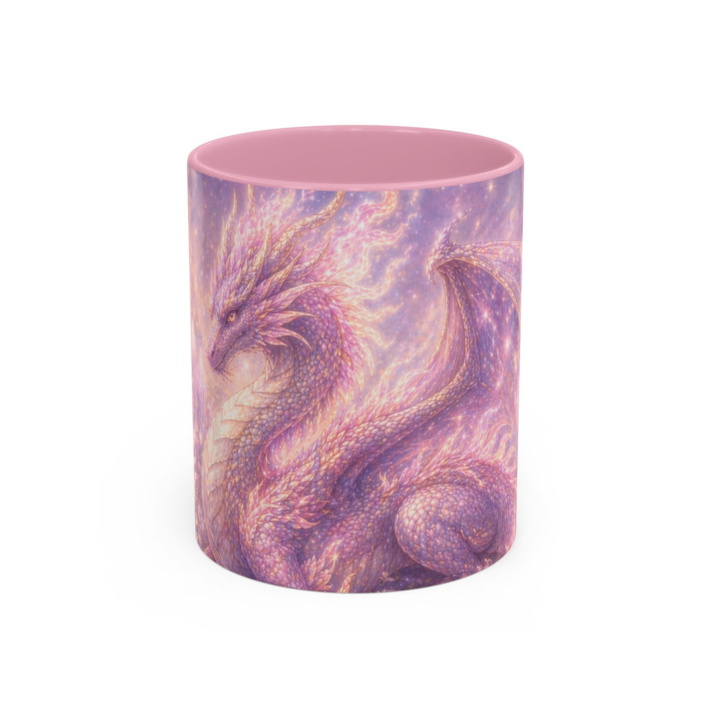 Lilac Fire Dragon Mug — 11oz/15oz Colorful Ceramic Coffee Cup