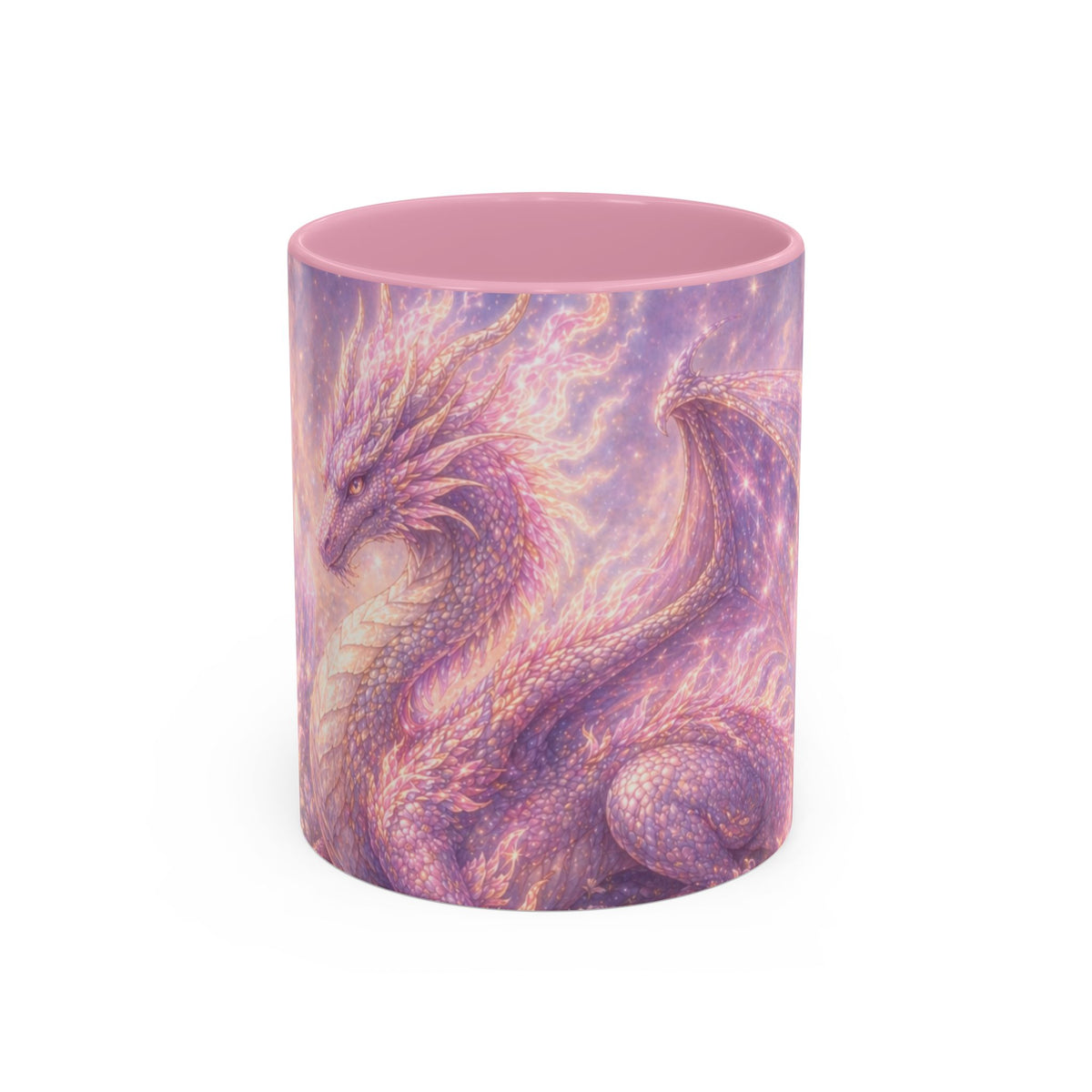 Lilac Fire Dragon Mug — 11oz/15oz Colorful Ceramic Coffee Cup