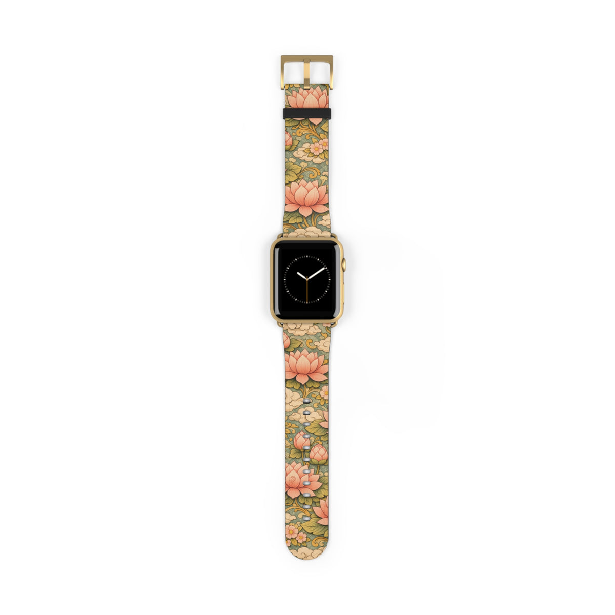 Bodhisattva Kuan Yin's Lotus Garden iWatch Band — Kwan Yin (Chenrezig) Vintage Lotus Pattern Strap for Apple Watch