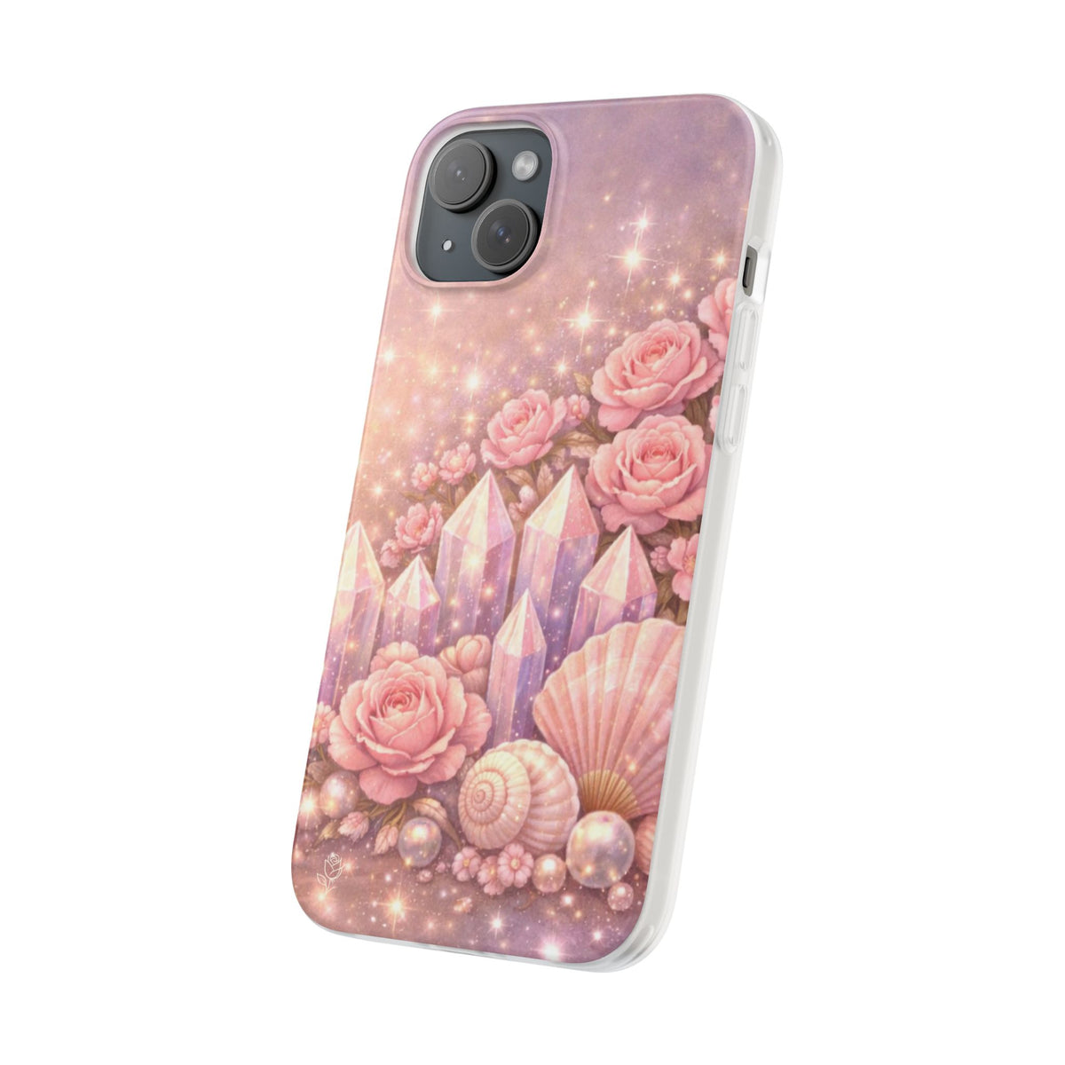 iPhone Case Lemurian Rose Crystal Garden — Sparkling Pastel Floral iPhone Cover