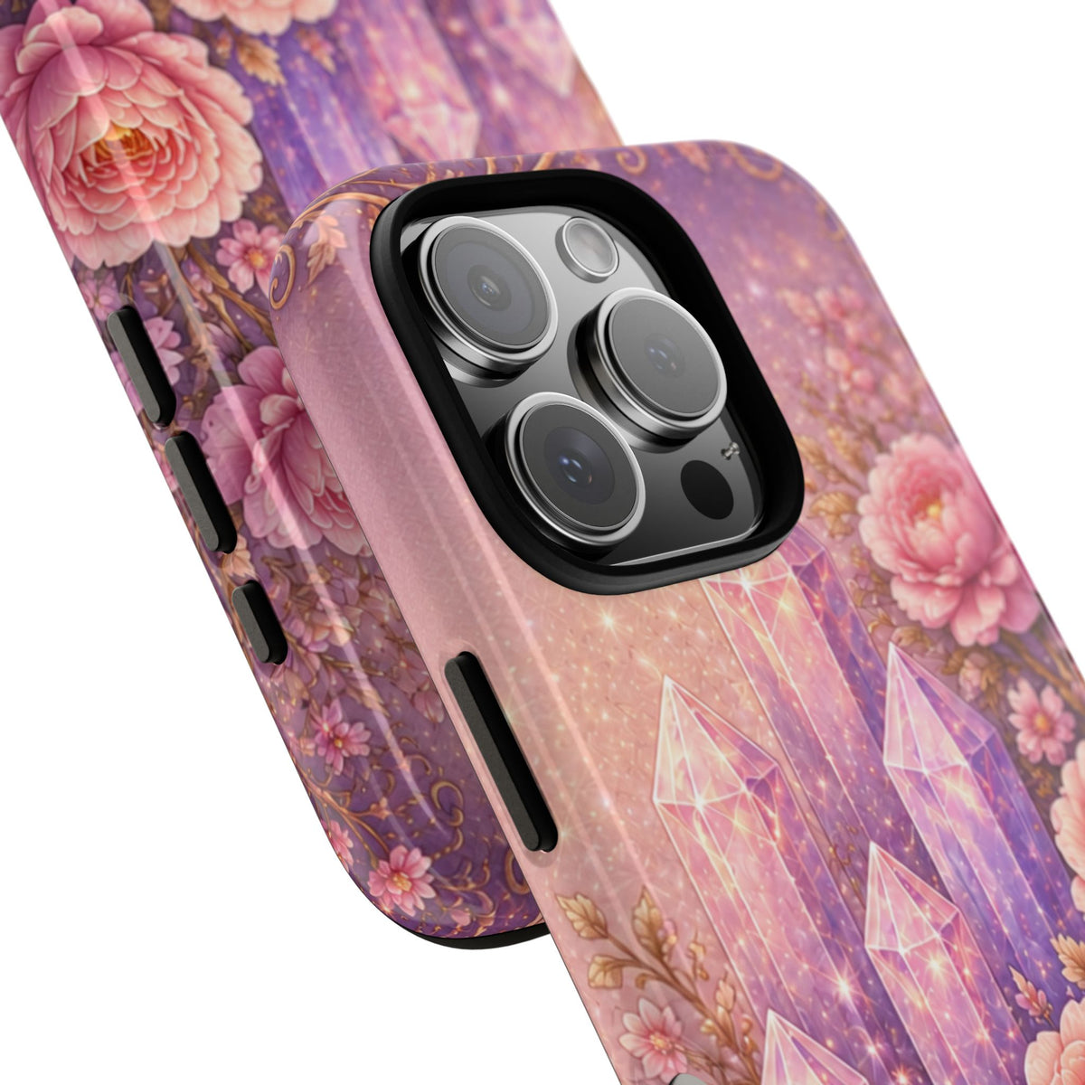 Lilac Quartz Garden Phone Case — Pink Floral Gemstone iPhone Cover