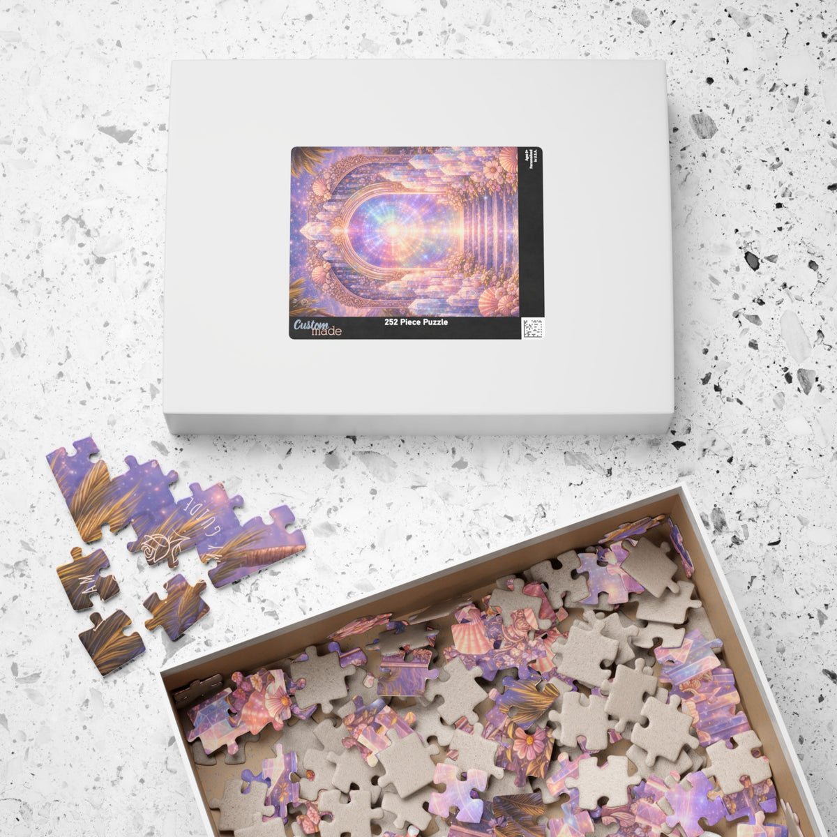 Lemurian Crystal Portal Jigsaw Puzzle — Ethereal Stairway to Light (110/252/520 pcs)