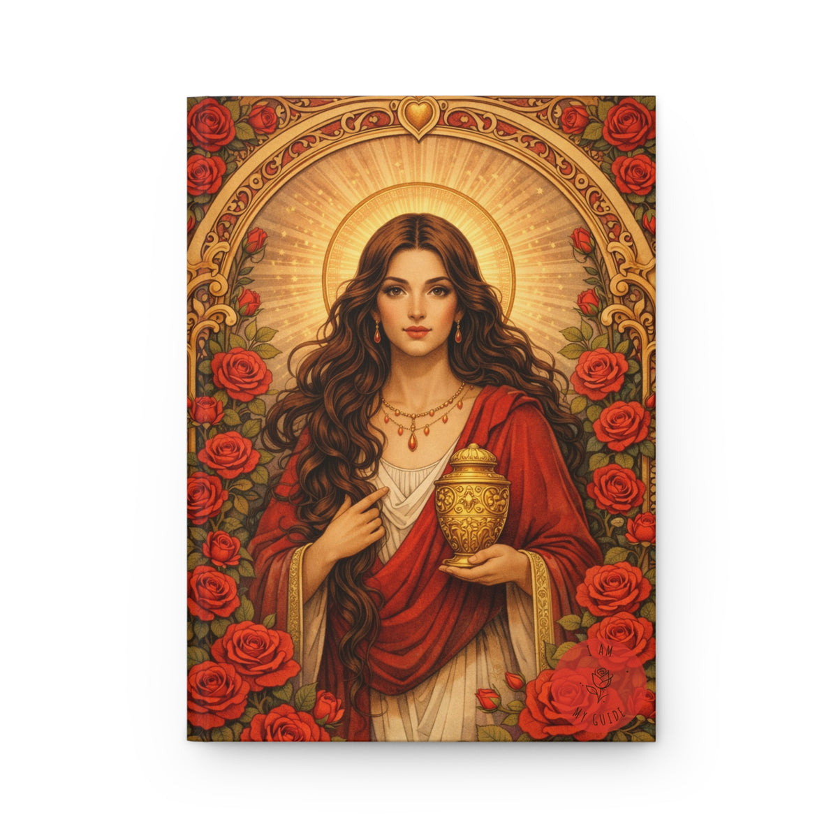 Mary Magdalene Rose Portrait Hardcover Journal (Lined Pages) — Floral Devotional Notebook