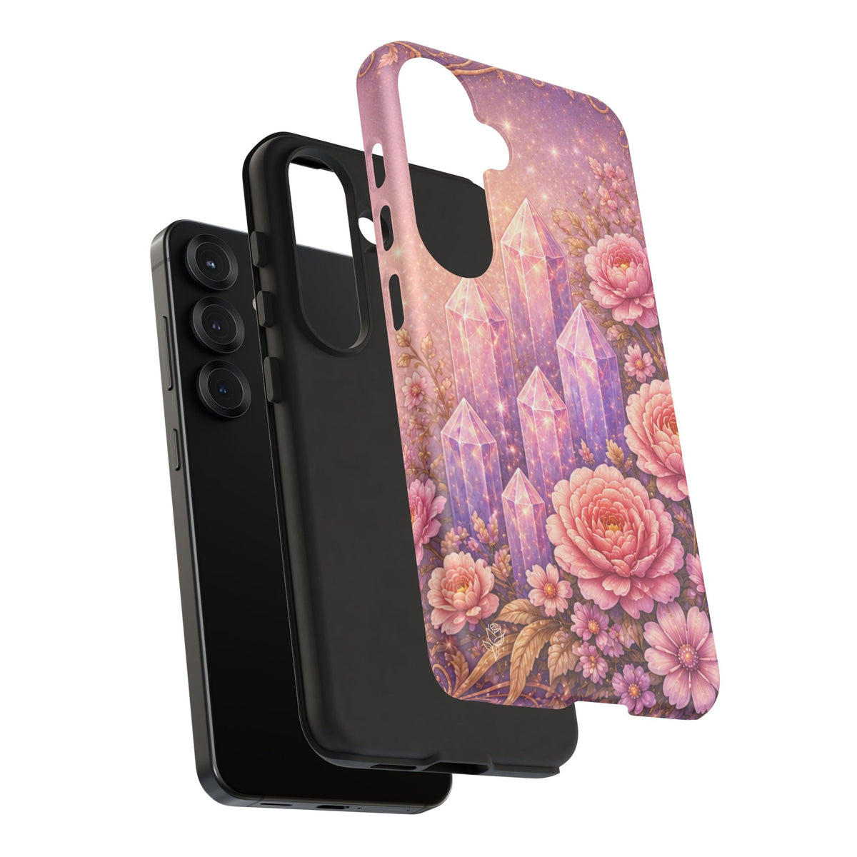 Samsung Galaxy Crystal Garden Phone Case — Pink Floral Crystal Phone Cover