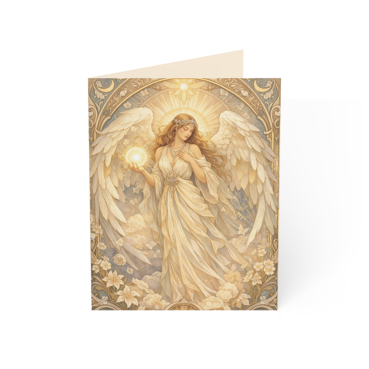 Birthday Angel Sitael Greeting Cards — Ethereal Angel Floral Blank Note Cards (Single or Pack of 10/30/50)