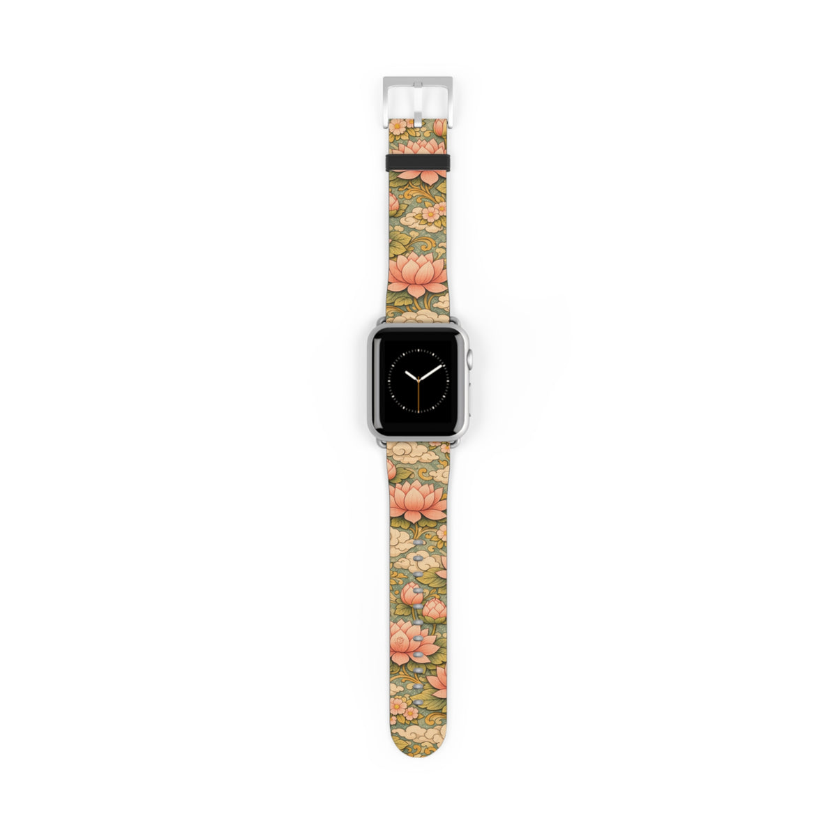 Bodhisattva Kuan Yin's Lotus Garden iWatch Band — Kwan Yin (Chenrezig) Vintage Lotus Pattern Strap for Apple Watch