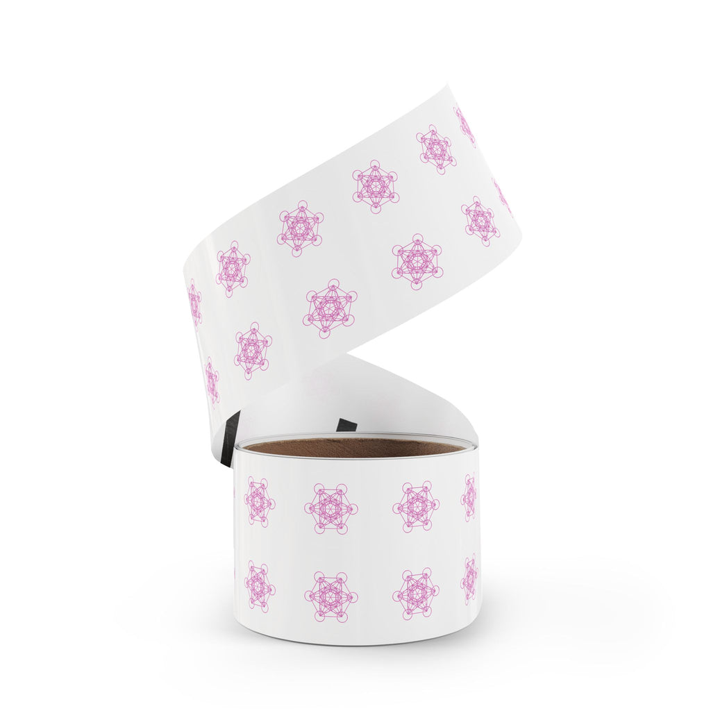 Pink Metatron's Cube Round Sticker Rolls — Sacred Geometry Labels (Pack)