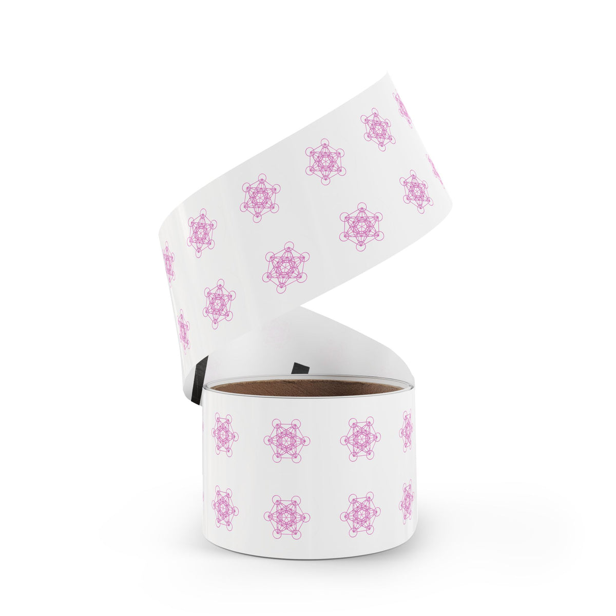 Pink Metatron's Cube Round Sticker Rolls — Sacred Geometry Labels (Pack)