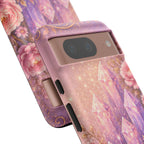 Google Pixel Lilac Quartz Garden Phone Case — Pink Floral Crystal Phone Cover