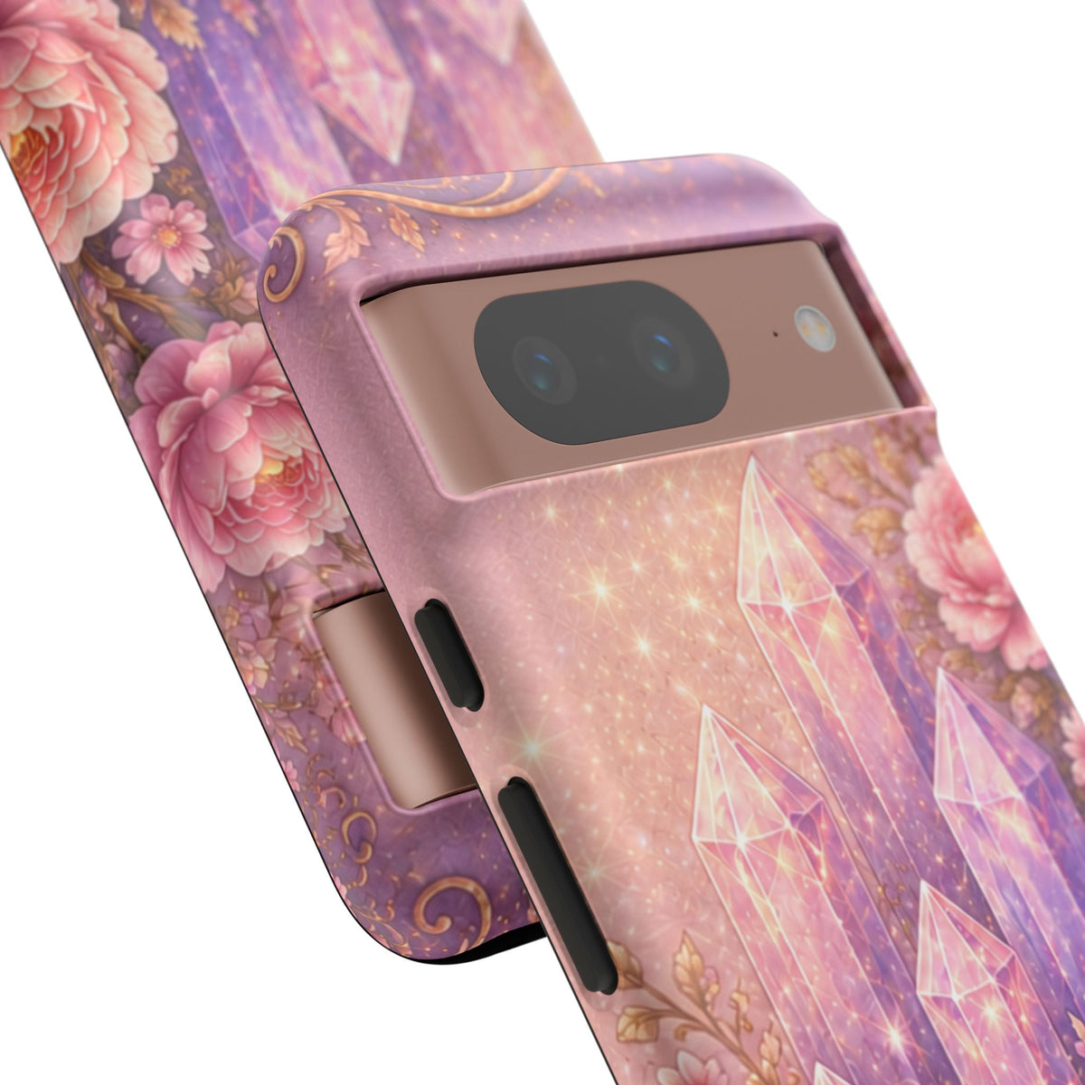 Google Pixel Lilac Quartz Garden Phone Case — Pink Floral Crystal Phone Cover