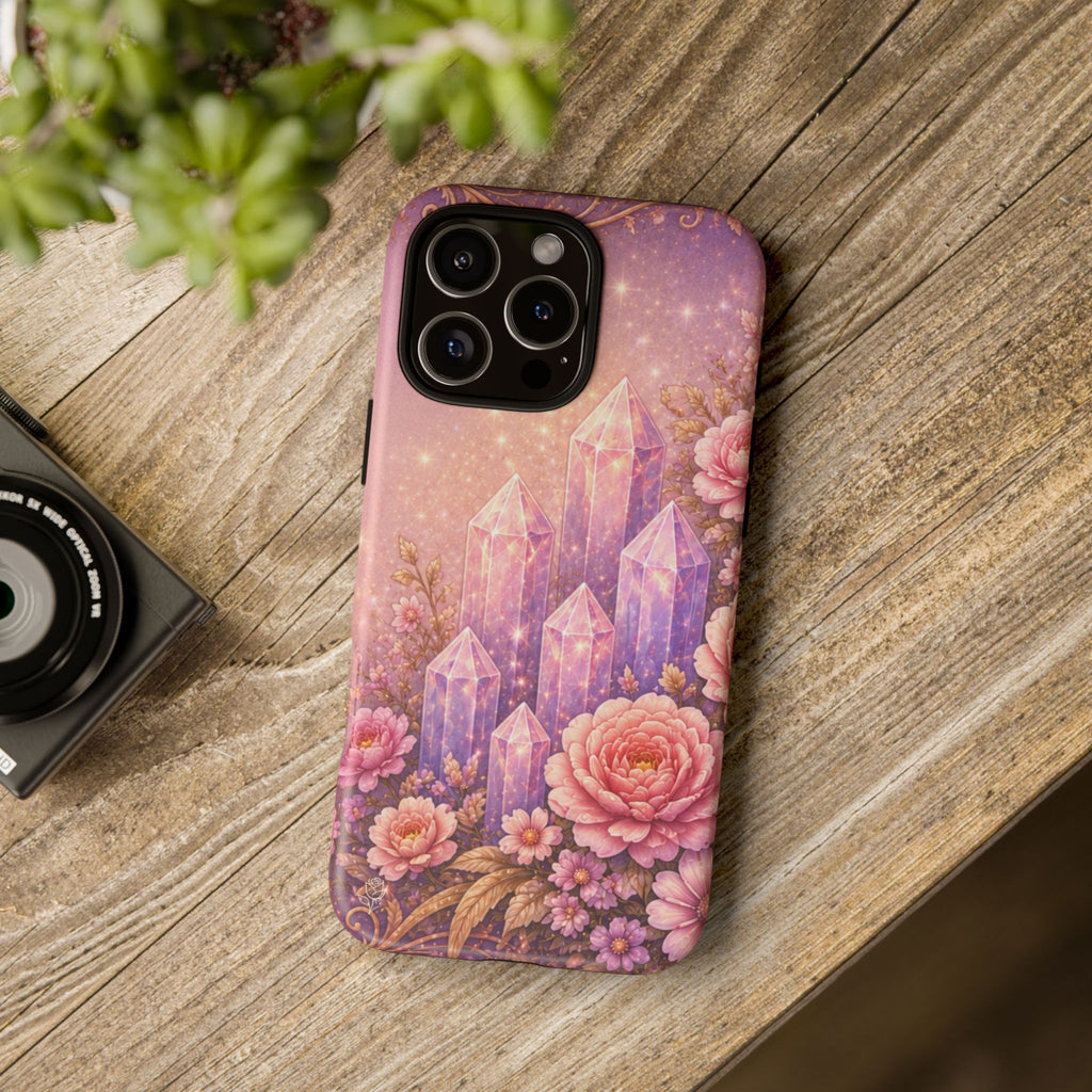 Lilac Quartz Garden Phone Case — Pink Floral Gemstone iPhone Cover
