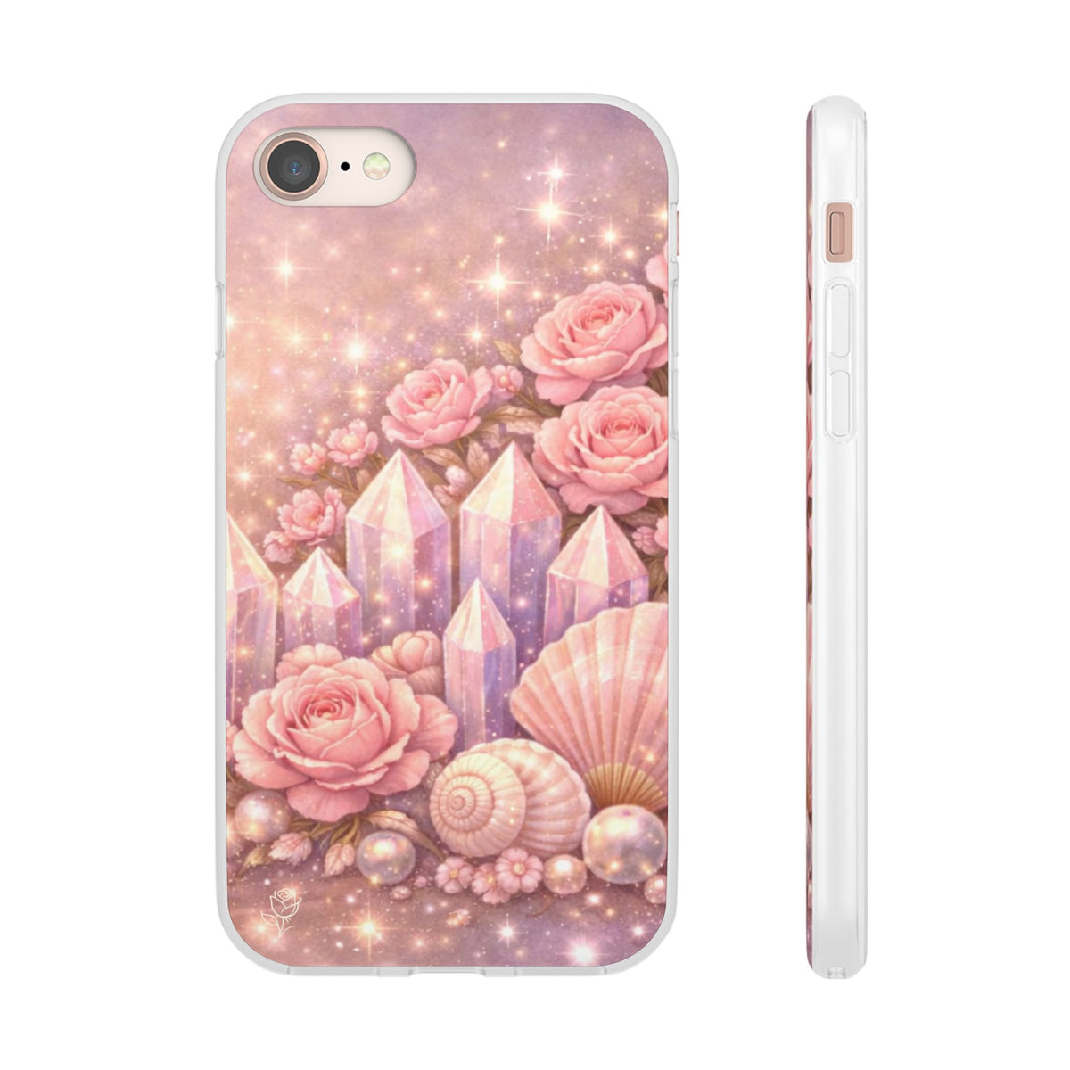 iPhone Case Lemurian Rose Crystal Garden — Sparkling Pastel Floral iPhone Cover