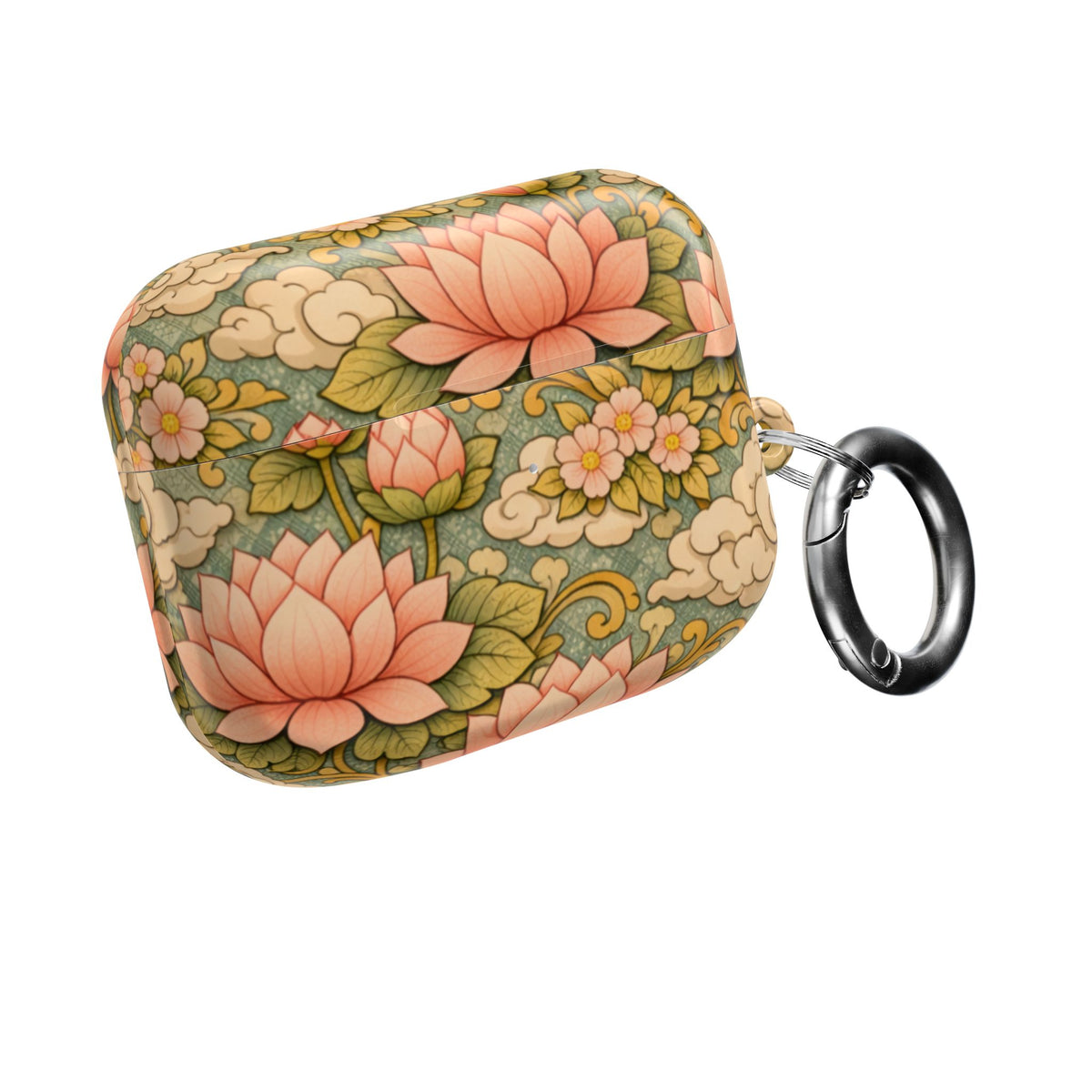 Bodhisattva Kwan Yin's Lotus AirPod Case — Vintage Botanical Pattern Protective Cover