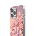 iPhone Case Lemurian Rose Crystal Garden — Sparkling Pastel Floral iPhone Cover