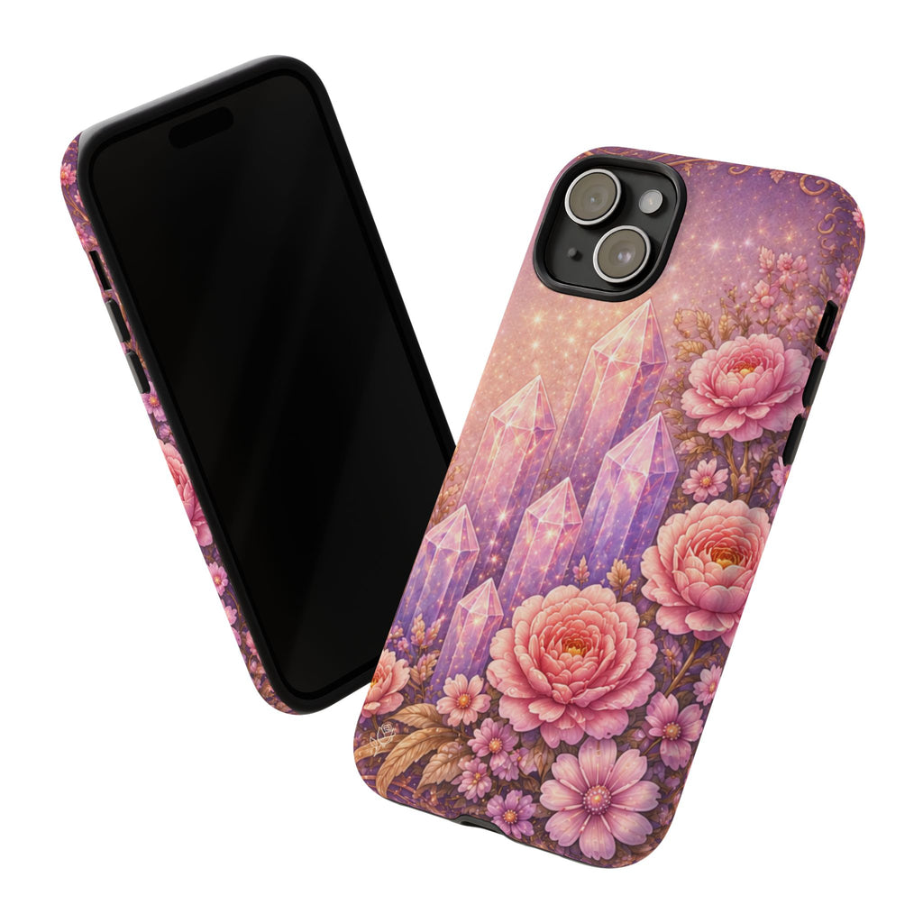 Lilac Quartz Garden Phone Case — Pink Floral Gemstone iPhone Cover