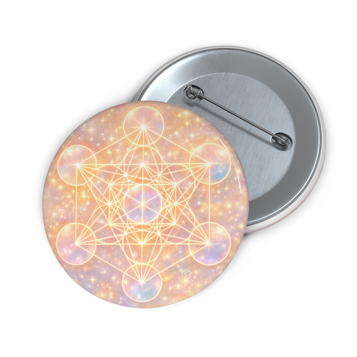 Metatron's Cube Pin Button — Sacred Geometry Badge (Spiritual, New Age Gift)
