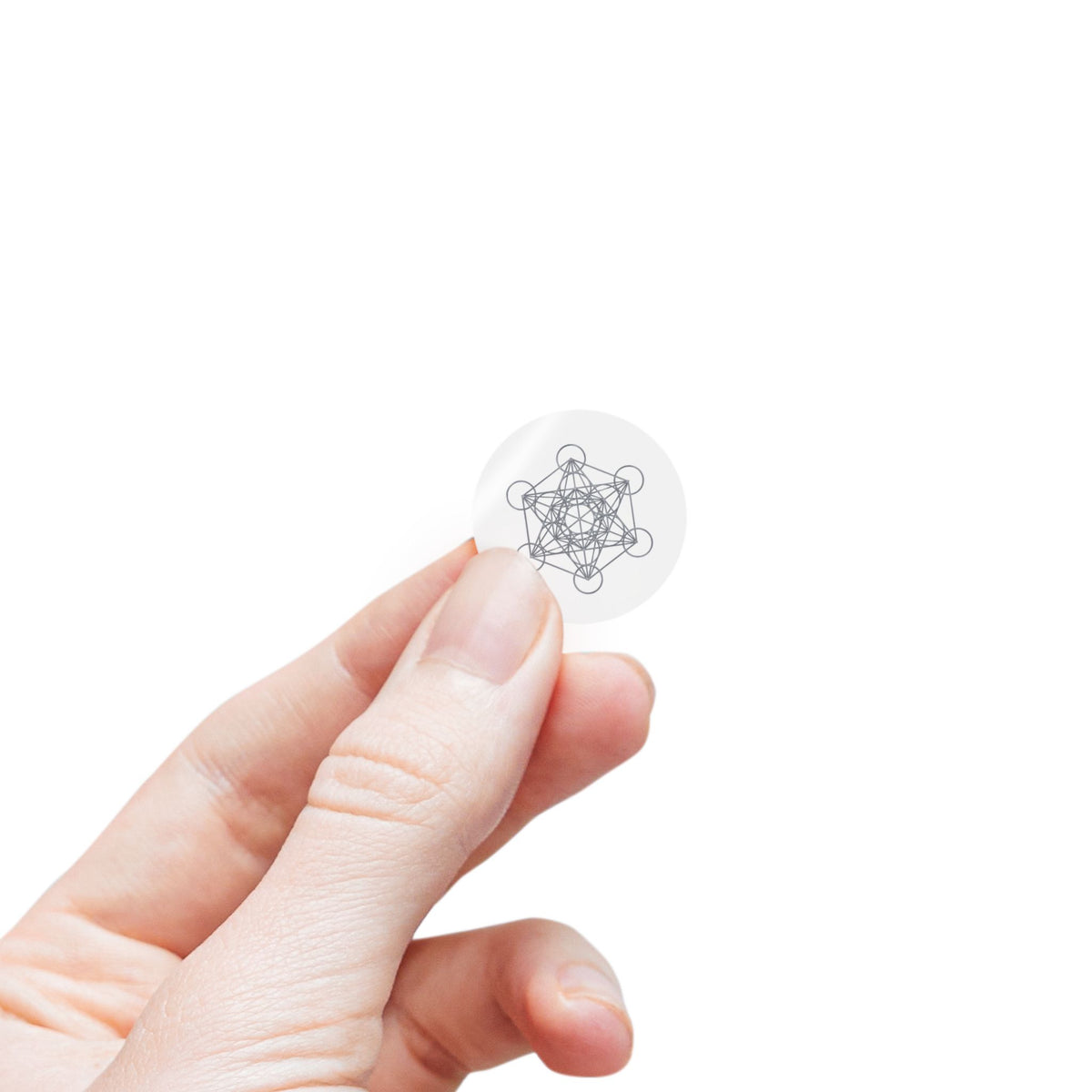 Silver Metatron's Cube Round Sticker Rolls — Sacred Geometry Labels (Pack)