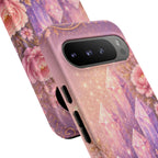 Google Pixel Lilac Quartz Garden Phone Case — Pink Floral Crystal Phone Cover