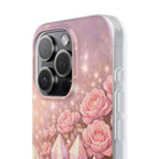 iPhone Case Lemurian Rose Crystal Garden — Sparkling Pastel Floral iPhone Cover
